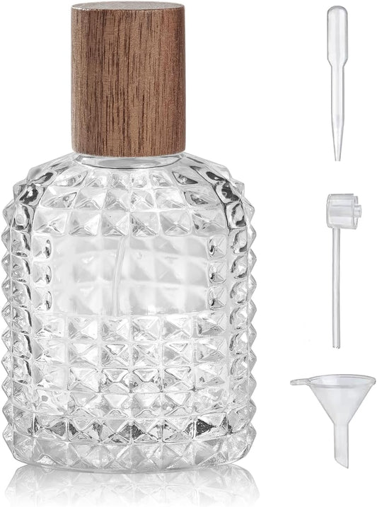 50ml/1.7 Oz Glass Spray Bottle Perfume Atomizer,Perfume Travel Refillable Spray Bottle Empty with 3 Kinds of Dispenser (A4)