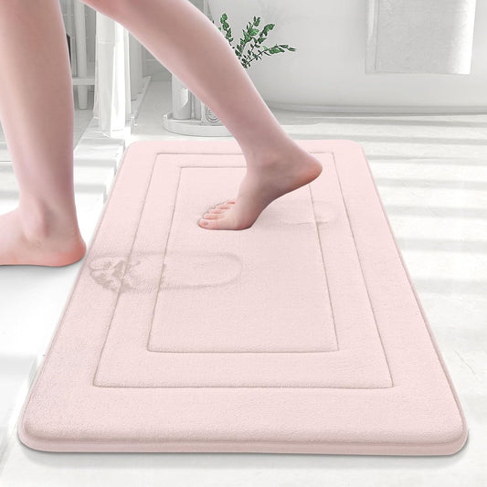 Arotive Memory Foam Bathroom Rug Mat 30x20, Ultra Soft and Absorbent Bath Mat, Machine Wash Dry, Comfortable Bath Rug Carpet for Bathroom Floor, Tub and Shower, Pink