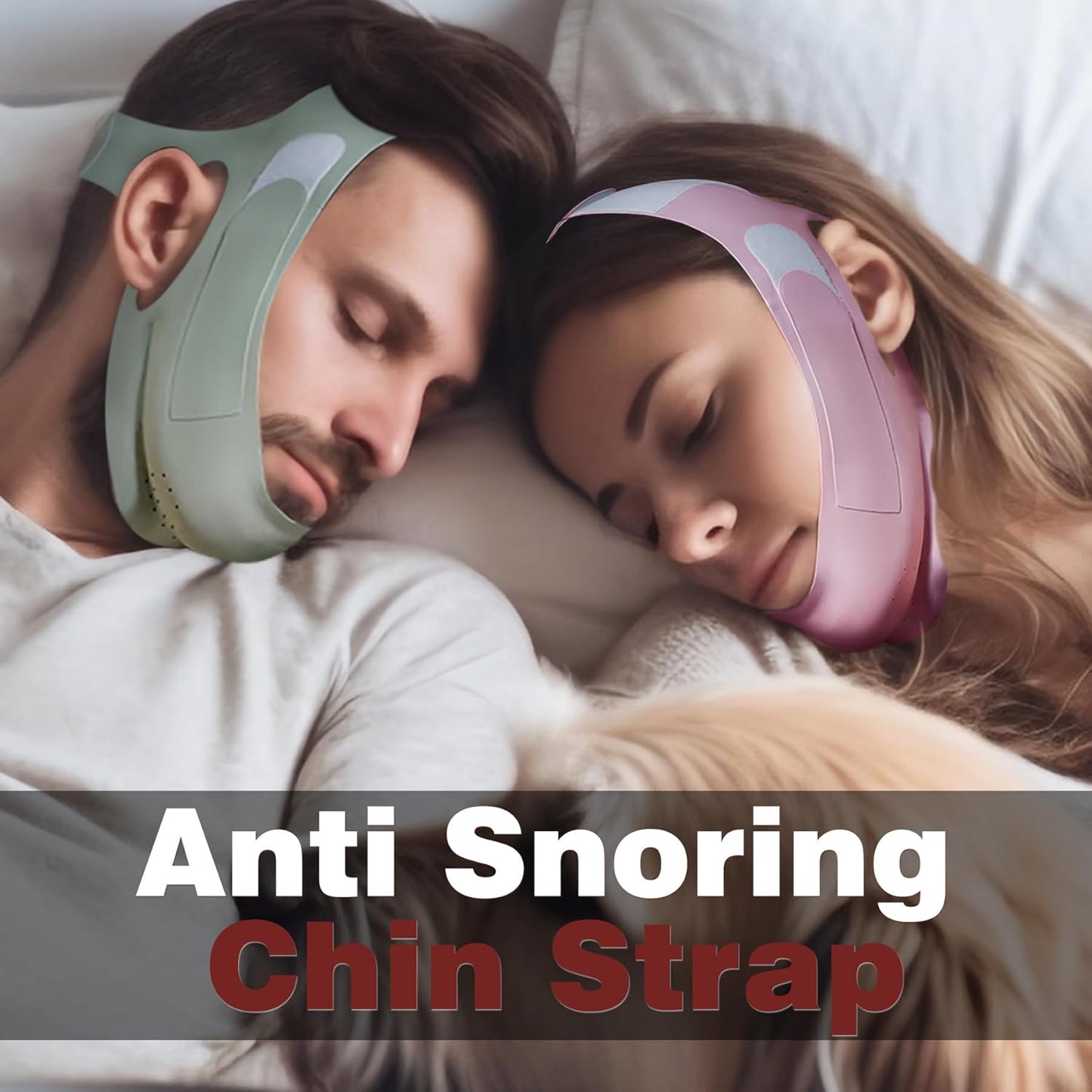 2-Pack Unisex Chin Strap for Snoring | Adjustable, Breathable & Skin-Friendly, Universal Fit Anti-Snore Set for Couples & Sleepers (Gray+Purple)