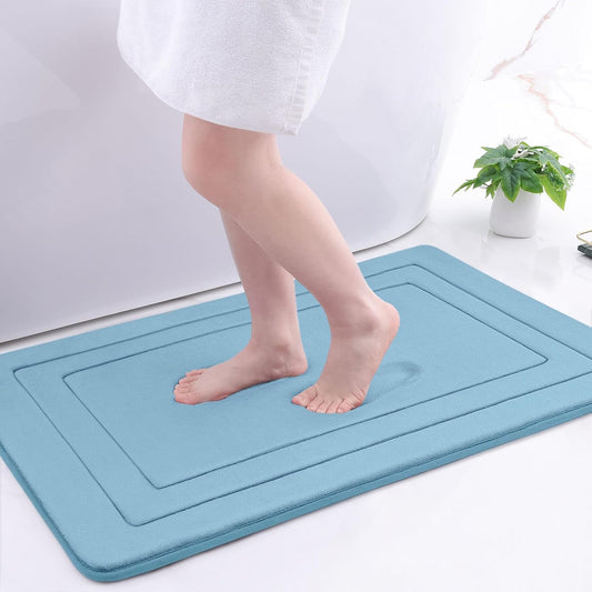 Arotive Memory Foam Bathroom Rug Mat 36x24, Ultra Soft and Absorbent Bath Mat, Machine Wash Dry, Comfortable Bath Rug Carpet for Bathroom Floor, Tub and Shower, Blue