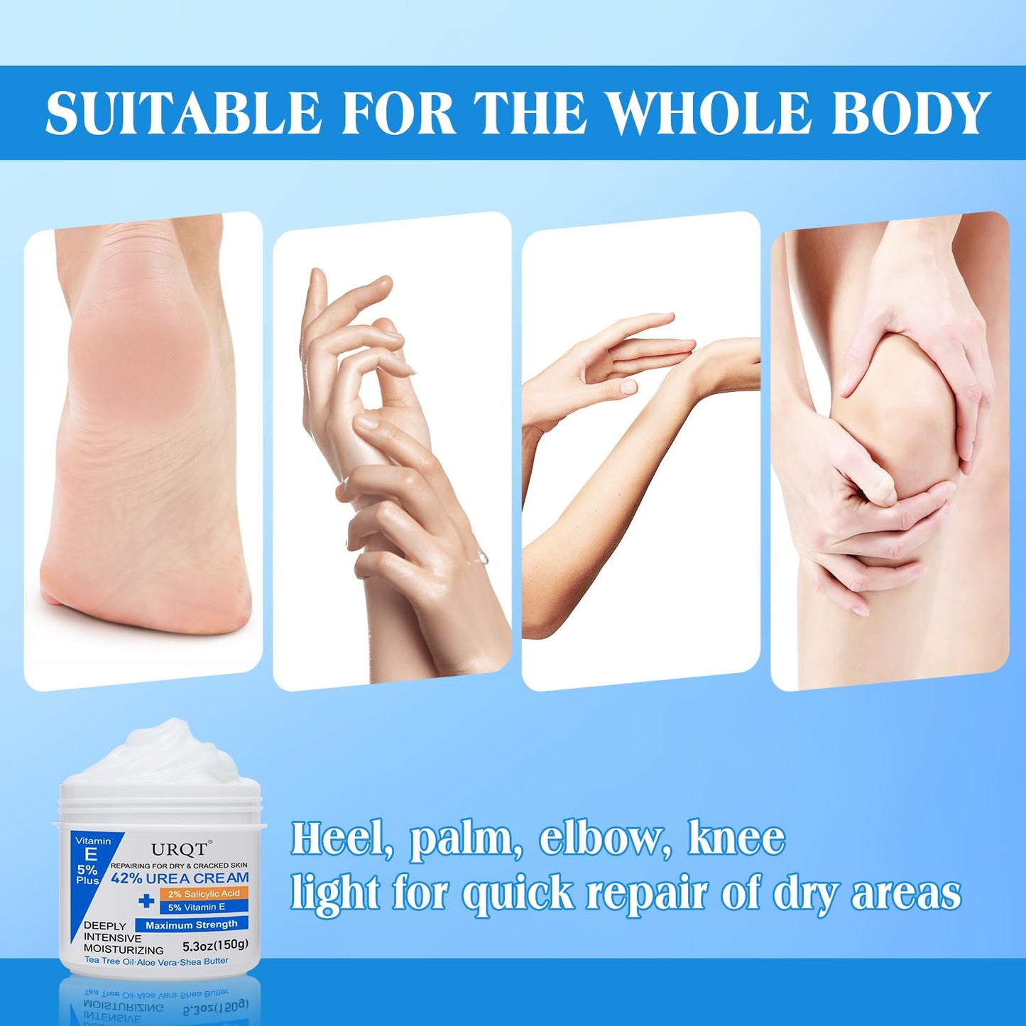 42% Urea Cream for Dry & Cracked Skin - Foot & Hand Cream with 2% Salicylic Acid, 5% Vitamin E, Tea Tree Oil, Aloe Vera, Shea Butter - Moisturizer & Skin Repair Cream for Feet Maximum Strength