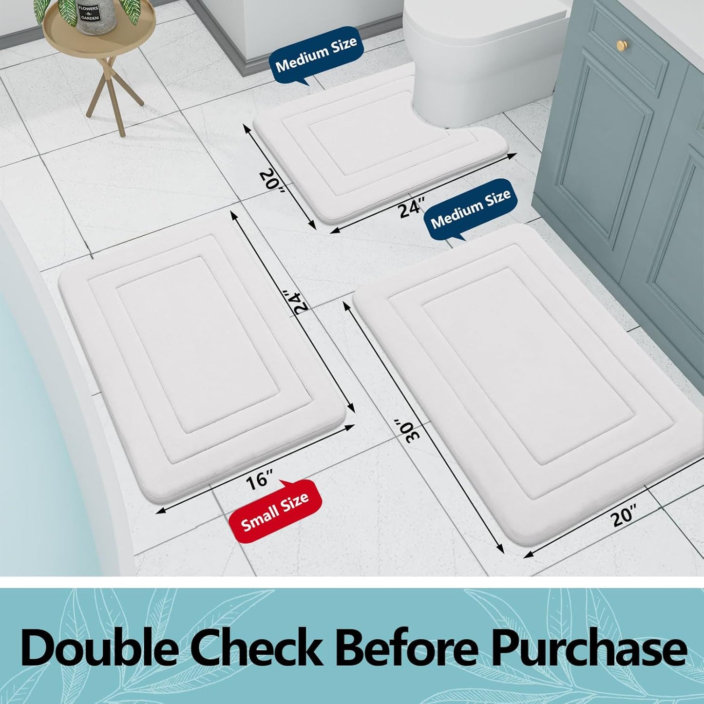 Arotive Memory Foam Bathroom Rug Mat 59x24, Ultra Soft and Absorbent Bath Mat, Machine Wash Dry, Comfortable Bath Rug Carpet for Bathroom Floor, Tub and Shower, Ivory