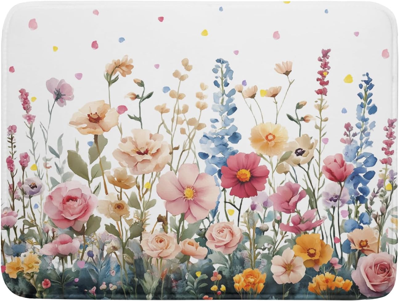 Colorful Flower Dish Drying Mat 18x24 Inch Botanical Floral Drainer Rack Mats Washable Absorbent Dish Dry Pad for Kitchen Counter Sink