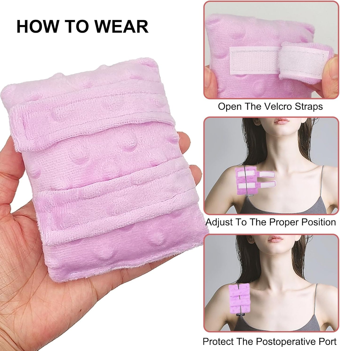 2 Pack Pacemaker Pillow for Bra, Chemo Port Pillow for Chemo Patients, Chemo Port Bra Cushion, Pacemaker Protector, Post Surgery Bra Strap Pads Heart Surgery Recovery Gift (Purple)