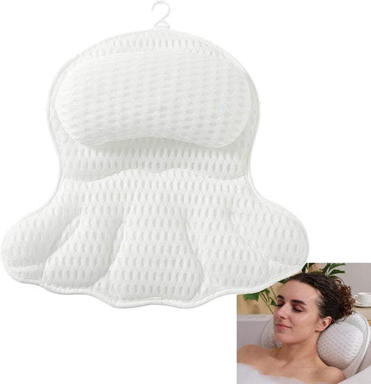 Bath Pillow Bathtub Pillow for Neck Back Support 4D Bath Tub Pillow with 6 Strong Suction Perfect Bath Gift for Women