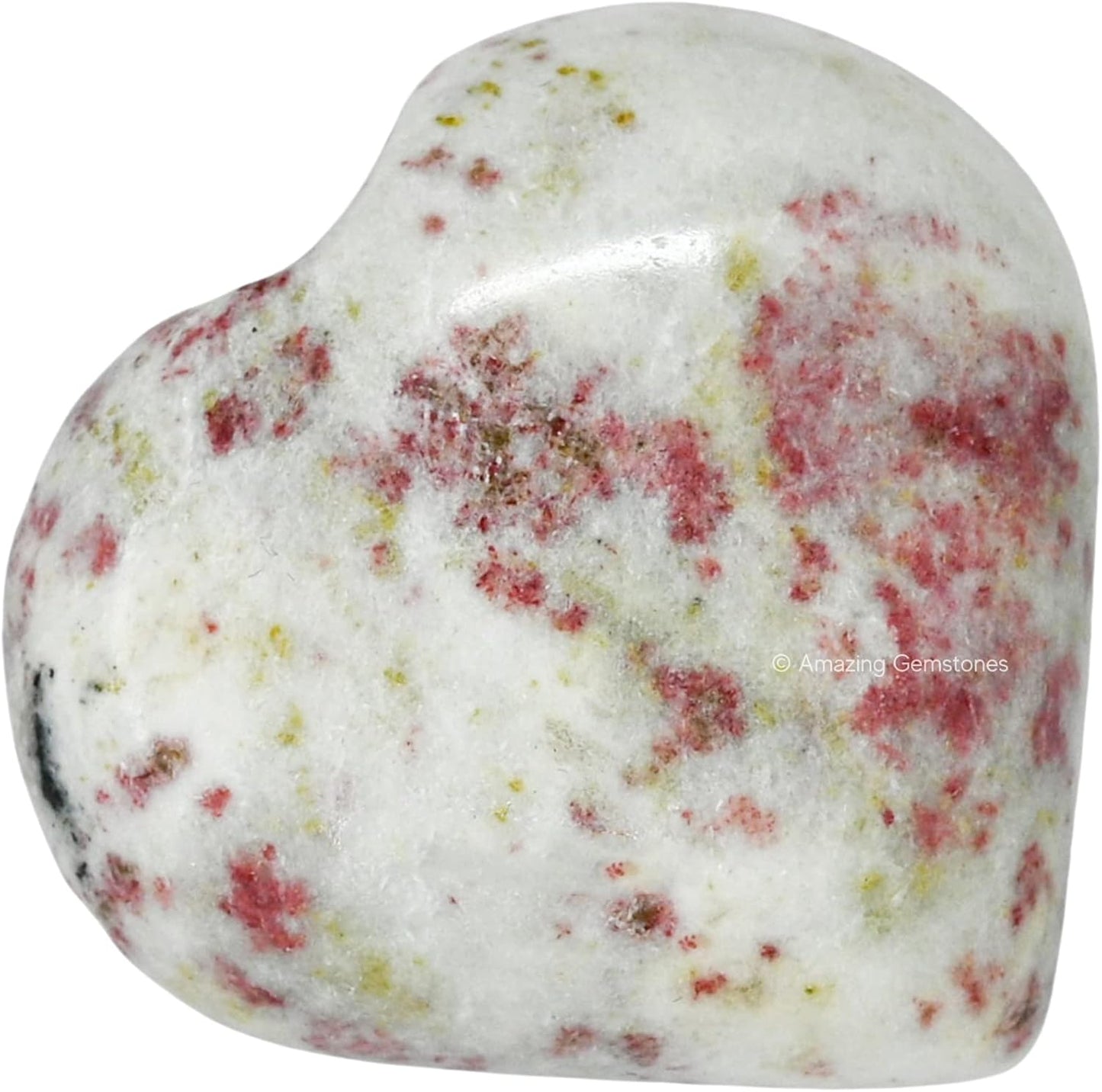 Amazing Gemstone Cinnabarite Crystal Heart Palm Stone - Pocket Massage Worry Stone for Natural Body Chakra Balancing, Reiki Healing and Crystal Grid