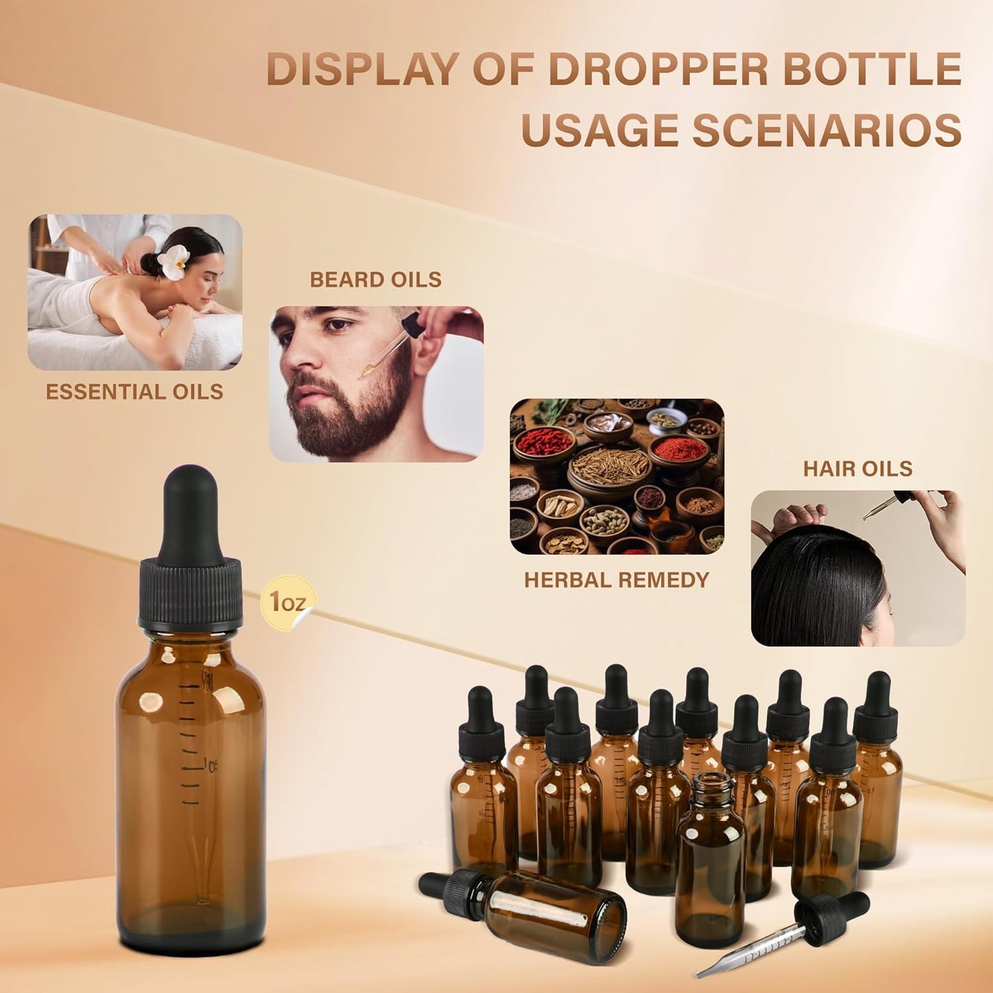 12 Pcs, 1oz Amber Glass Eye Dropper Bottle, Tincture Bottles with Leak-Proof Design, Stronger Suction, for All Kinds of Mixed Liquids