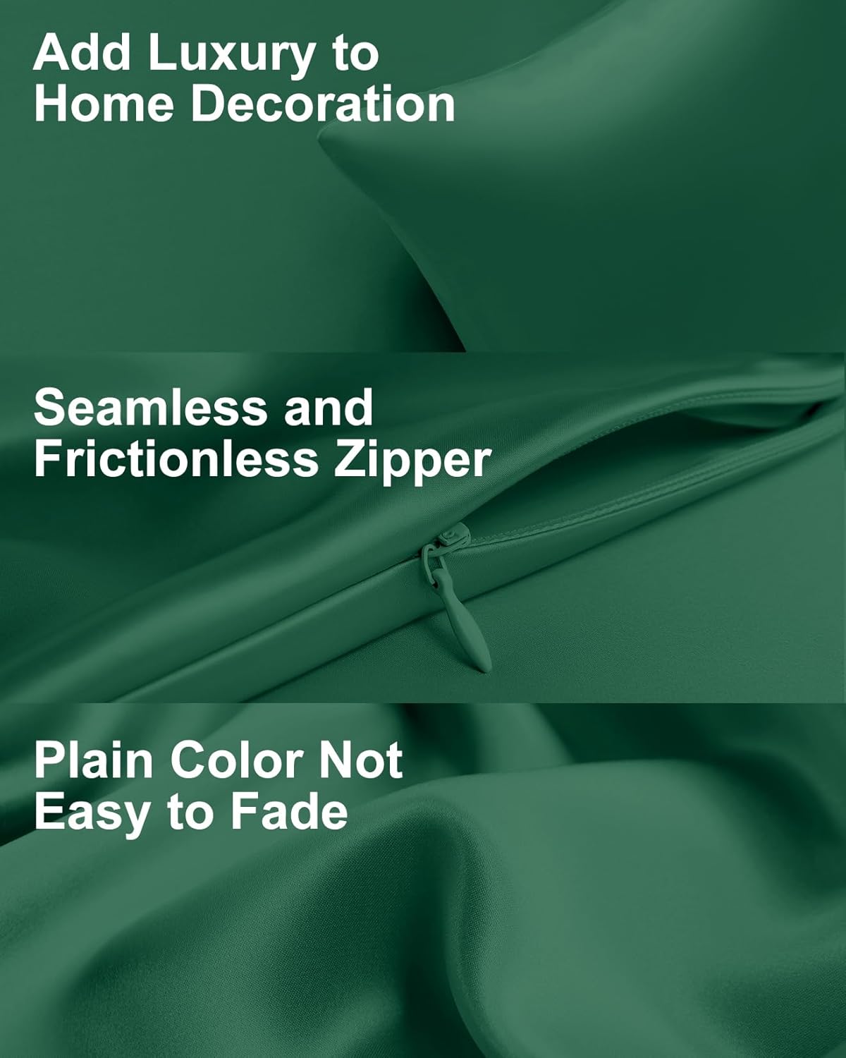 THXSILK Set of 2 100% Pure Mulberry Silk Pillowcase for Hair and Skin, 6A+ Grade Mulberry Silk Pillow Case Queen Size 20"x30", Real Silk Pillowcase with Zipper (Emerald Green)