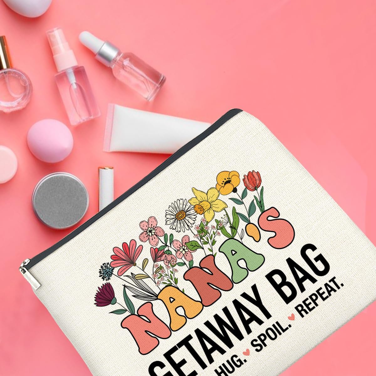 Nana's Getaway Cosmetic Bag Grandma Gifts from Grandkids, Gift for Grandma Grandmother Grammy Nana Makeup Bag Zipper Makeup Pouch