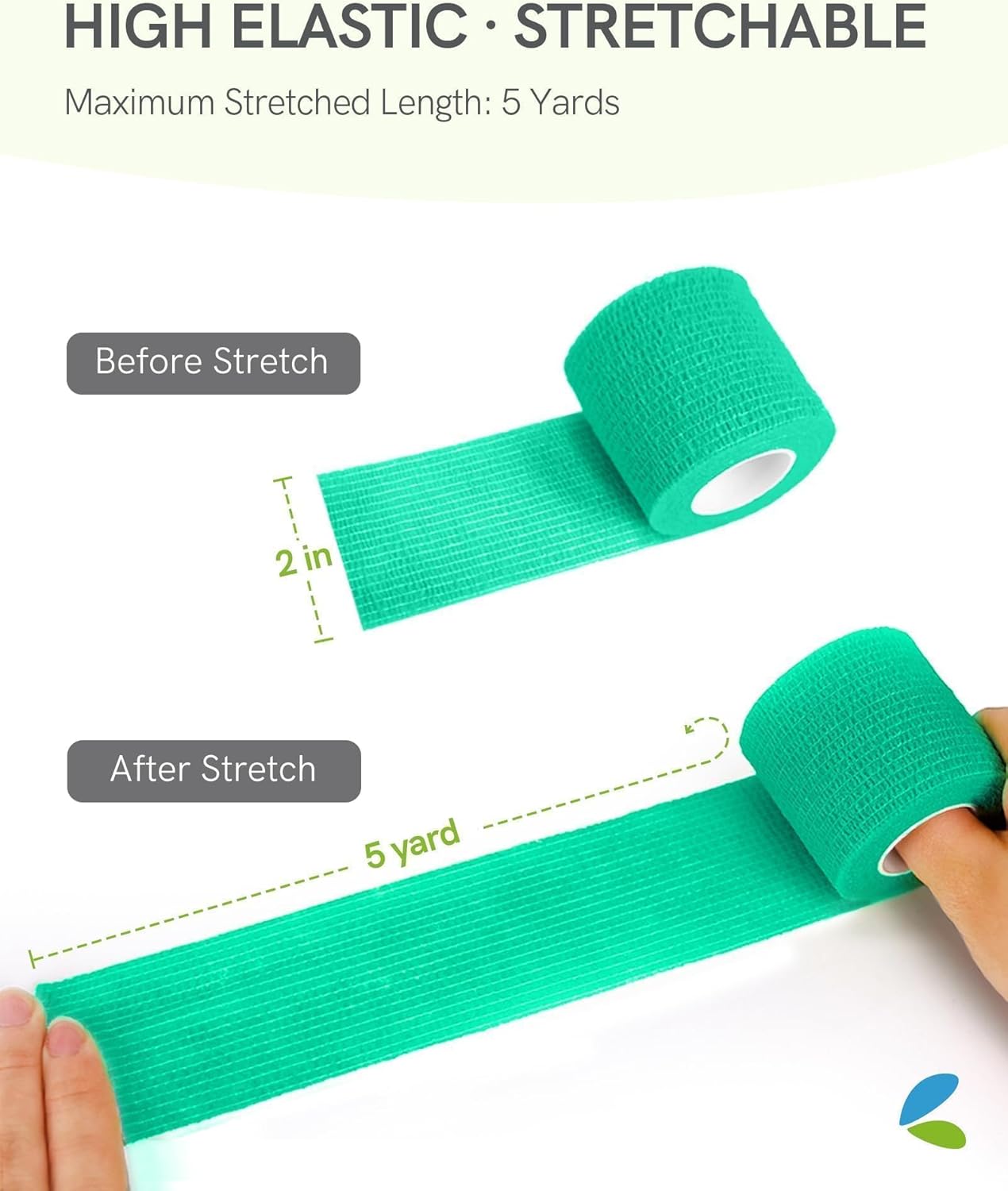 FriCARE Self Adhesive Bandage Wrap, Medical Tape in First Aid Kit, Cohesive Bandages for Wounds Sport Vet, 2 Inches X 5 Yards 6 Rolls, Teal