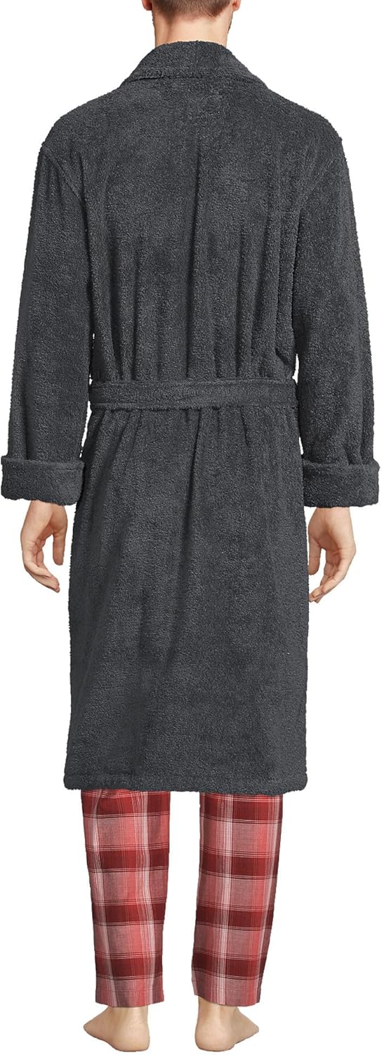 Lands' End Men's Calf Length Turkish Cotton Terry Bathrobe