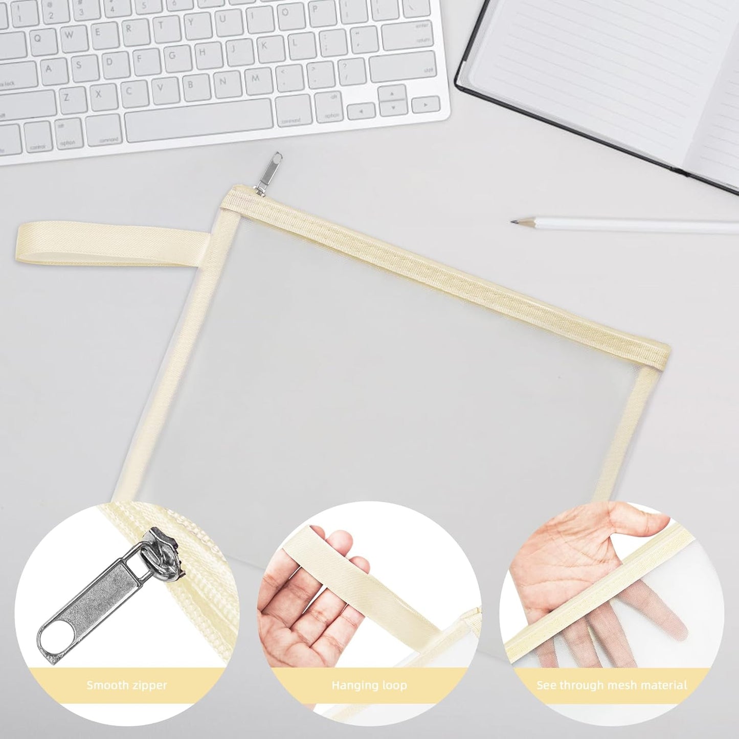 12 Psc Mesh Zipper Pouch Bags,Small Comestic Makeup Bage For Travel, Purse Organizer Pouches (Mike White, A5*12)