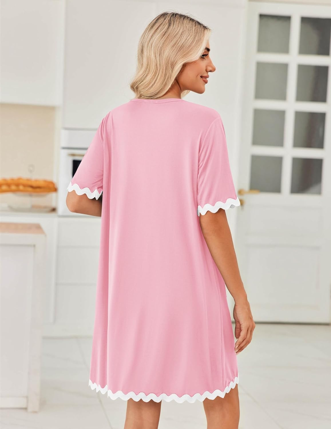 Ekouaer Women Zip Up Robe Lightweight Housecoats with Pockets Knee Length Short Bathrobes Soft Nightgown S-3XL