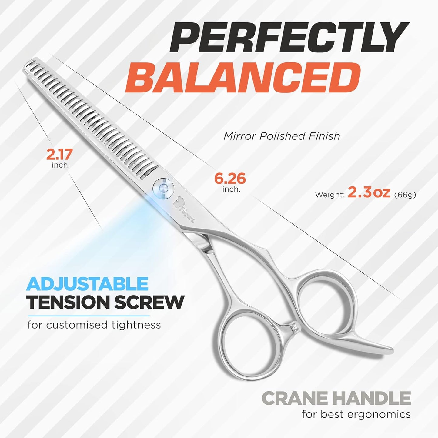 Professional Thinning Shears 6 Inch with Extremely Sharp Blades, 440C Steel Thinning Scissors, Durable, Smooth Motion & Fine Cut, Hair Scissors with Elegant Sheath, Cleaning Leather & Key