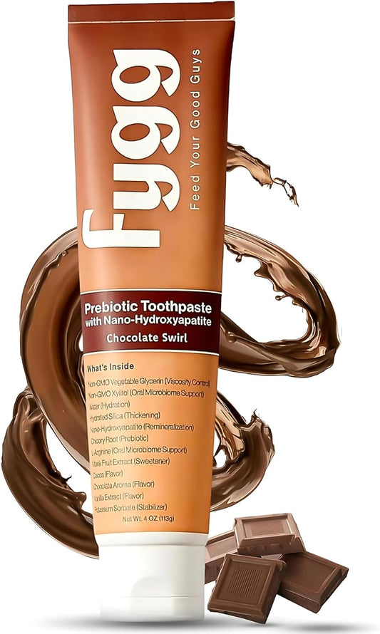 Nano Hydroxyapatite Toothpaste with Prebiotics | Fluoride & SLS Free with Hydroxyapatite | Remineralizing nHA Tooth Paste for Sensitive Teeth | Chocolate Swirl, 4 Oz