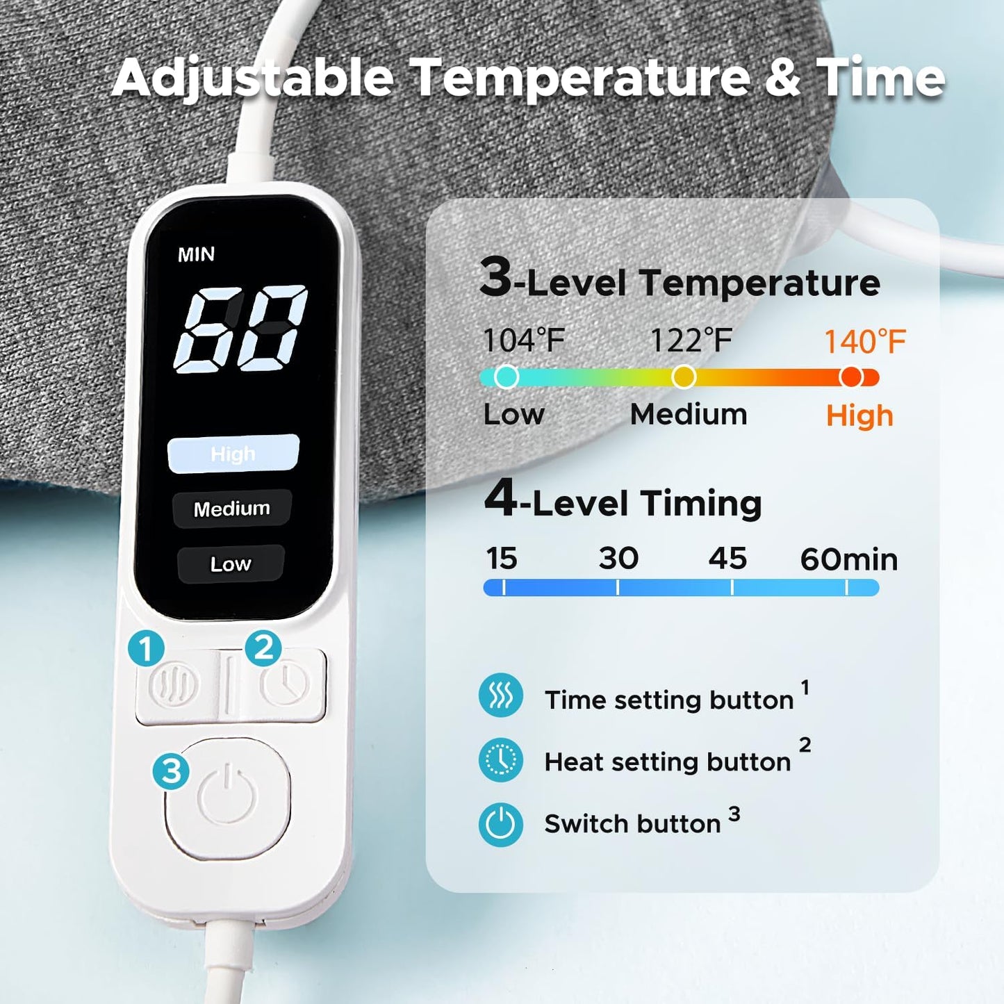 Ezona Heated Eye Mask, Warm Eye Compress Mask for Dry Eyes, USB Electric Eye Heating Pad with Temperature & Timer Control, Dry Eye Mask for Blepharitis, Sinus Migraine (Gray)