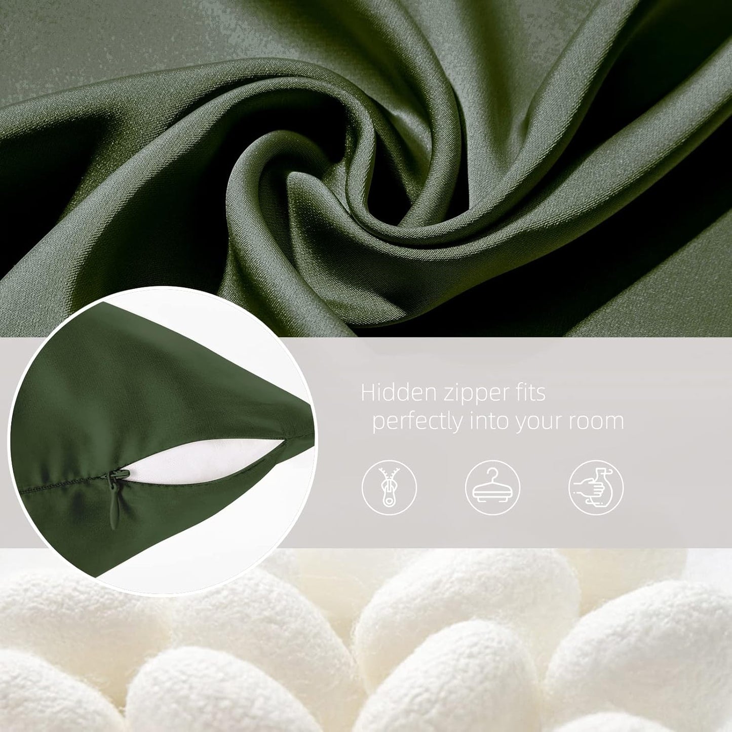 Silk Pillowcase for Hair and Skin Mulberry Silk Pillowcase Soft Breathable Smooth Both Sided Natural Silk Pillowcase with Zipper Beauty Sleep Silk Pillow Case 1 Pack for Gift(Queen,Green)