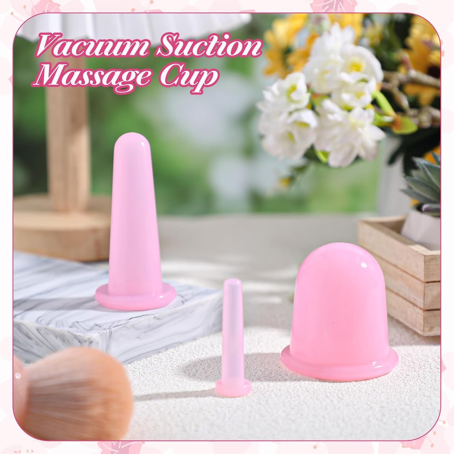4pcs Face cups for Facial Cupping,Face Cupping Tool,Silicone Anti Cellulite Faces Cups,Vacuum Facial Suction Cup for Faces and Neck Eye Massage Beauty Tool,Pink