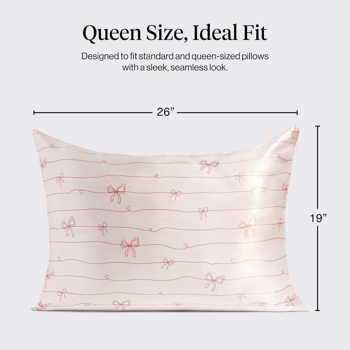 Kitsch Satin Pillowcase, Softer Than Silk Pillow Cases Queen, Cooling Pillow Covers, Satin Pillowcase w/Zipper for Hair, Skin & Quality Sleep, Wrinkle-Free & Smooth, Queen Size 19"x26" Striped Bows
