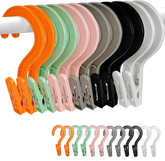 24pcs Laundry Hooks Clip Plastic Clothes Hangers Pins Super Strong Hanger Clips for Bathroom Travel Portable,Multicolor
