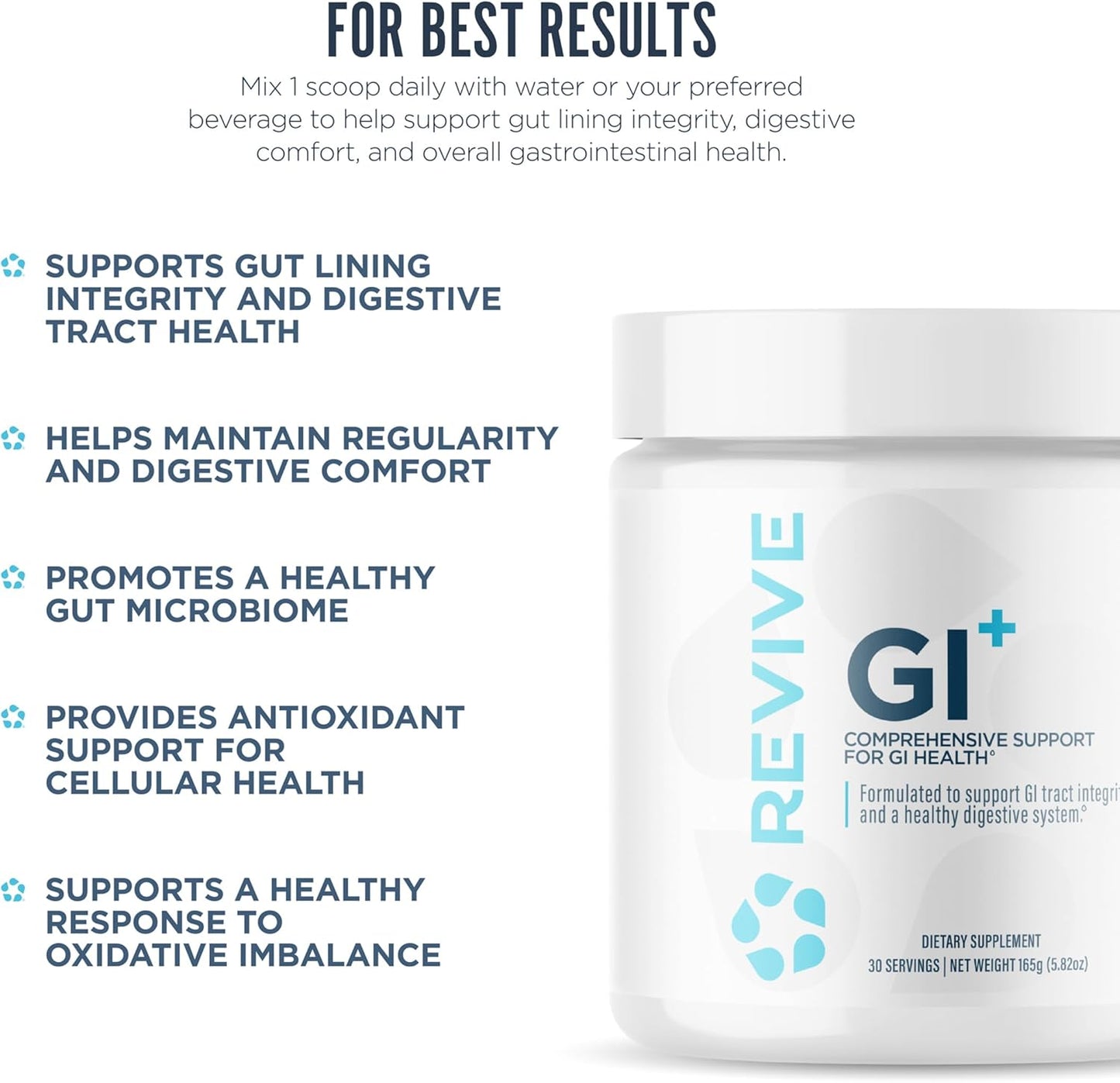Revive MD Digestive Health Supplement, GI Plus (30 Servings) - Supports Gut Health for Women & Men - Promotes Regularity & Bowel Function - Gut Health Supplements Powder for Gut Lining - Gluten-Free
