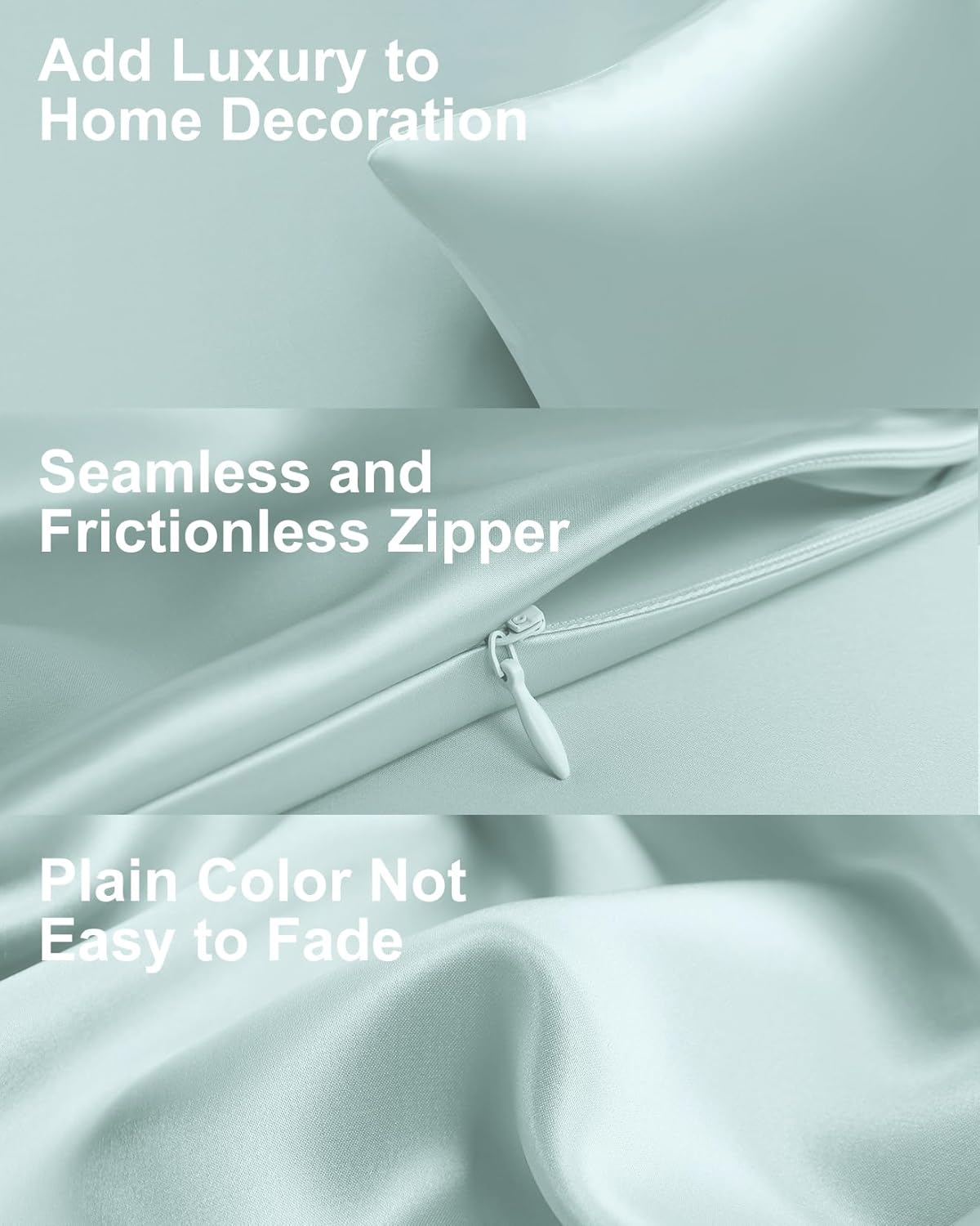 THXSILK Set of 2 Silk Pillowcase for Hair and Skin, 100% Mulberry Silk Bed Pillowcase Ultra-Soft, Hypoallergenic Soft Breathable Silk Pillow Case with Hidden Zipper, King Size 20"x36", Light Blue