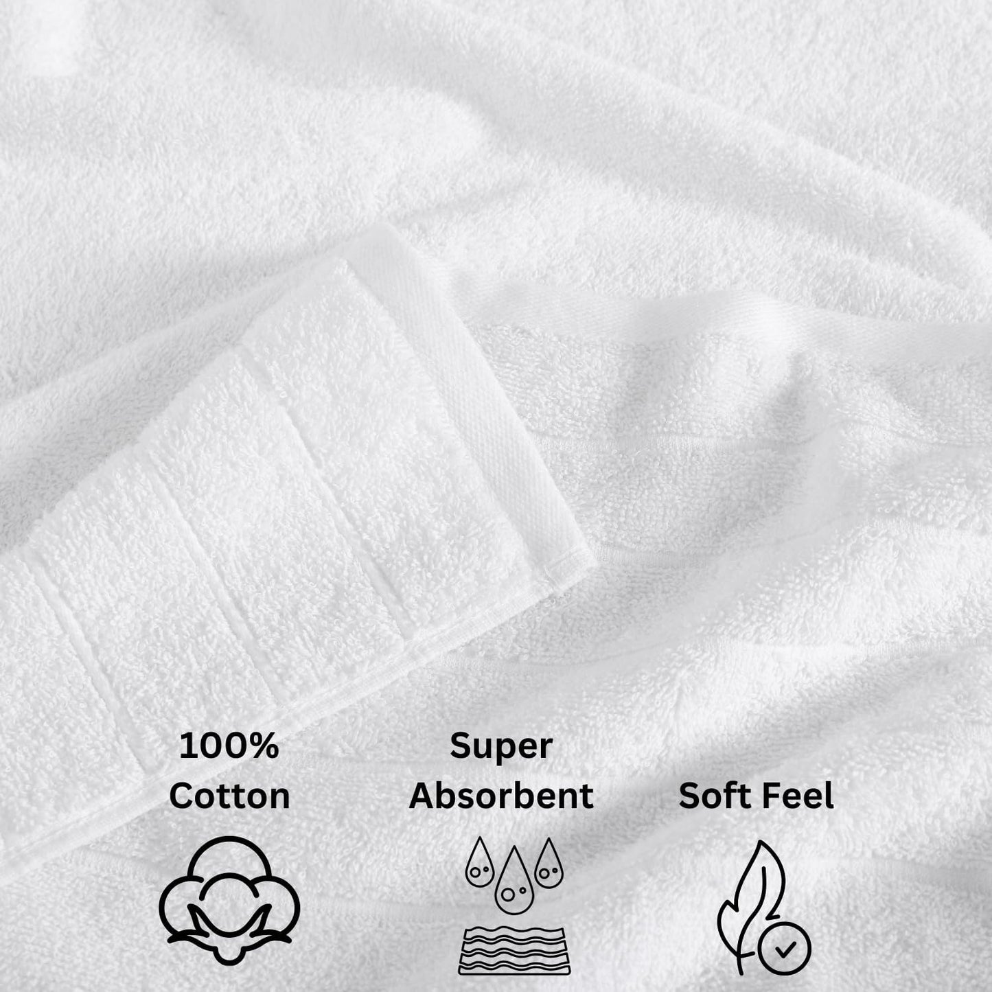 Casa Platino 24 Piece Cotton Towel Set – Ring Spun, Soft & Absorbent Towels, Full Bathroom Set with Bath Sheets, Hand Towels, Gym Towels & Washcloths, Machine Wash Safe – White