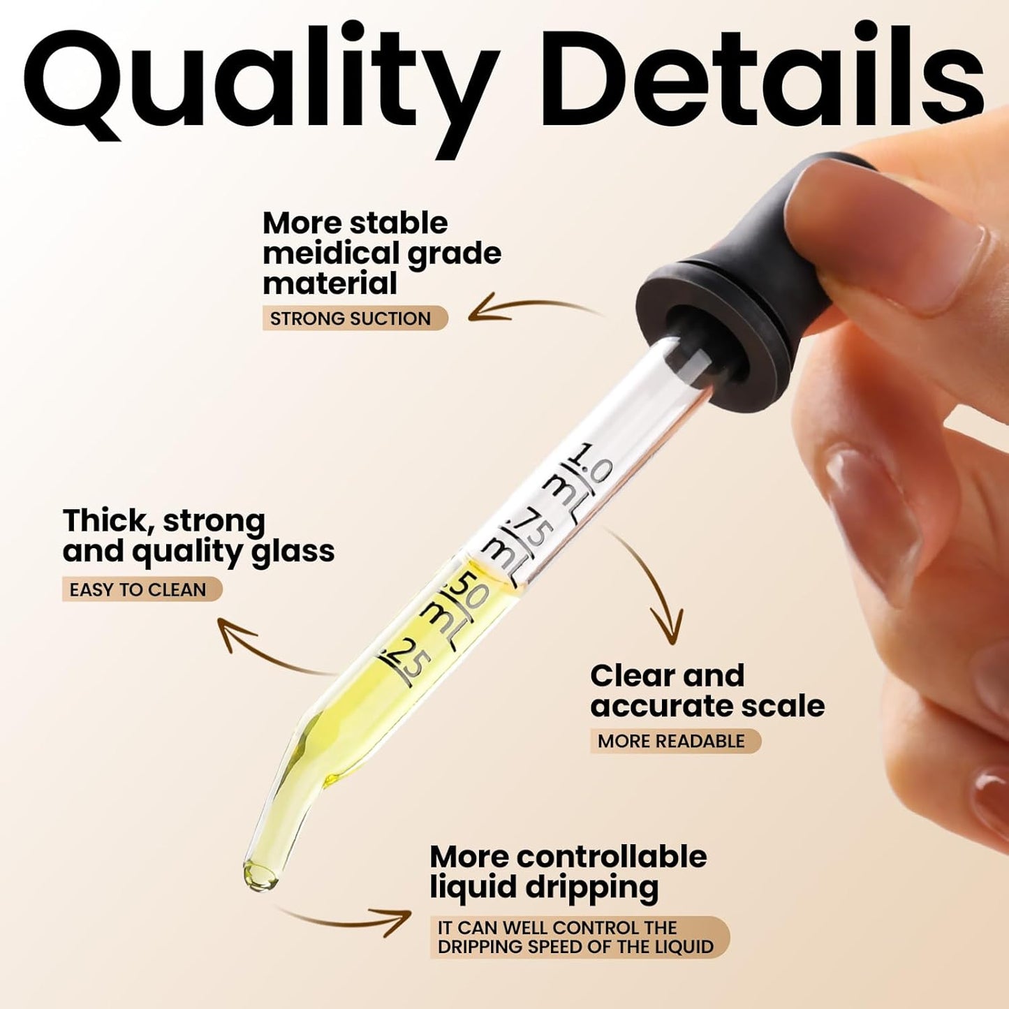 Teenitor 10pcs Eye Dropper 8pcs Glass Pipettes Dropper and 2pcs Cleaning Tool, Droppers for Oils Bent and Straight Tips, 1ml Dropper for Liquid Essential Oils, Ear, Eye, Craft, Measuring