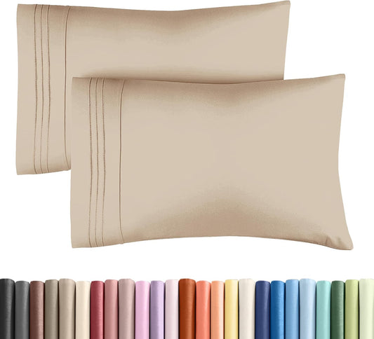 King Pillow Cases Set of 2 - Ultra Soft Hotel Quality Pillowcase Covers - Comfy, Cozy & Wrinkle Free - Shrinkage, Stain and Fade Resistant - Machine Washable Pillow Protectors - 2 Piece Set - Cream