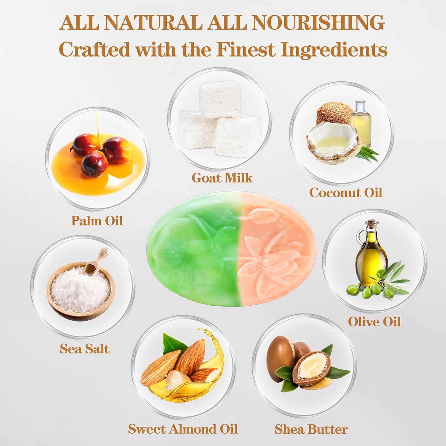 3 Pack Sea Salt Soap Bars, Natural Cold-Processed Exfoliating Cleanser with Dead Sea Minerals, Moisturizing for Body & Face Skin Care