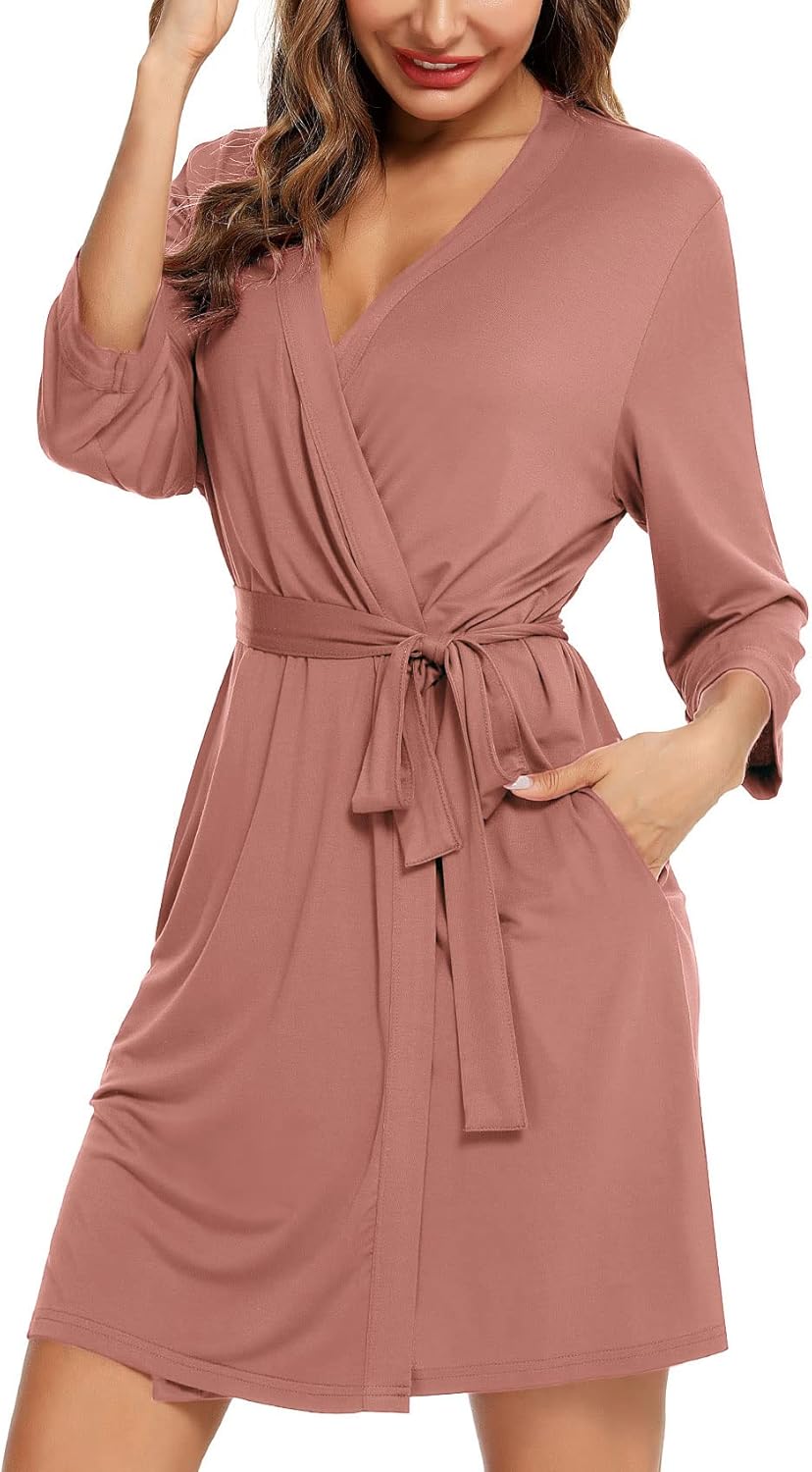 Samring Women's Lightweight Robe Soft Kimono Robes Short Bathrobe for Women Sleepwear
