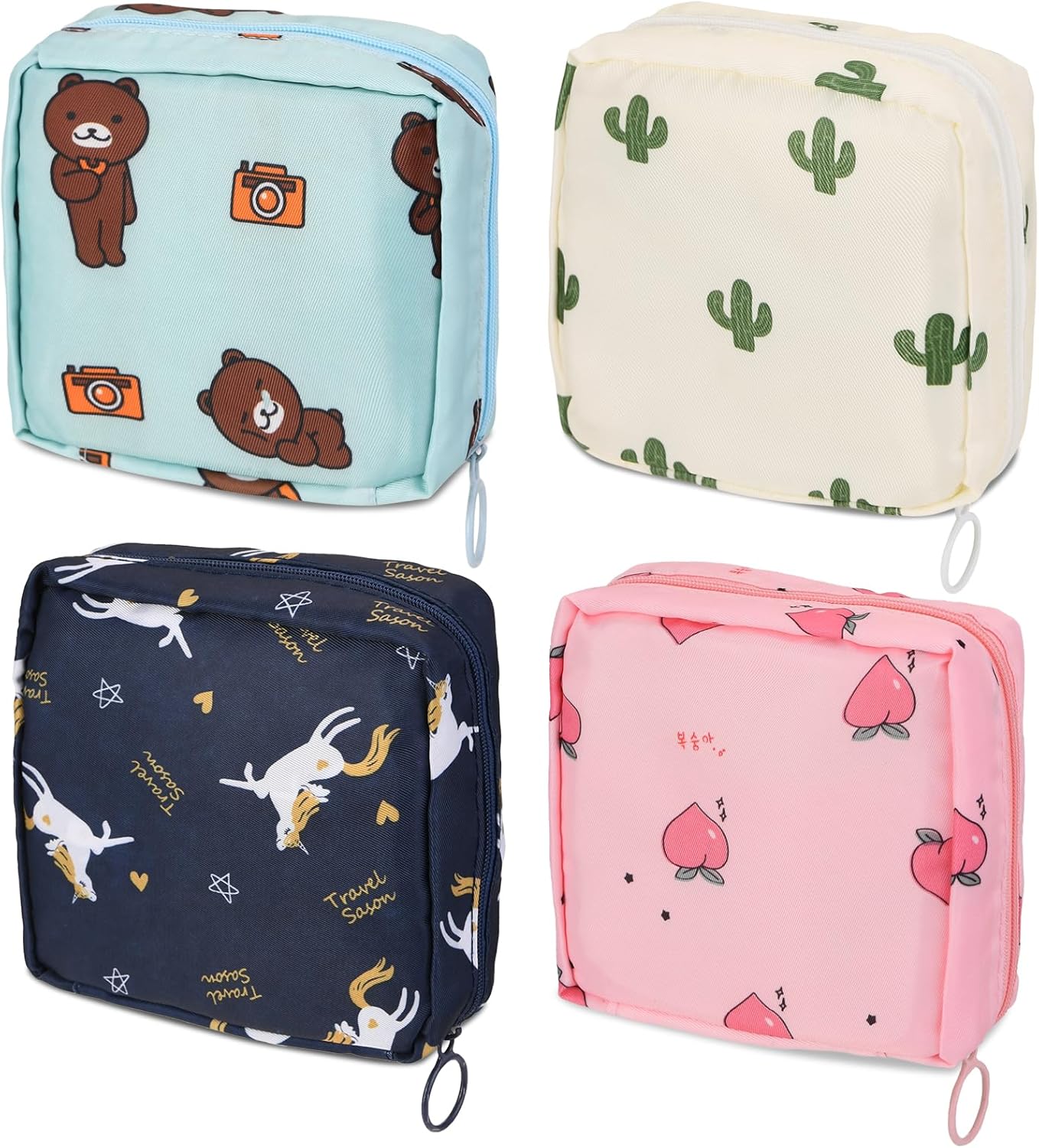 4Pcs Sanitary Napkin Storage Bag, Mini Menstrual Period Bag Period Pouch Waterproof,Tampon Organizer Pouch Tampon Pad Holder for Purse, First Period