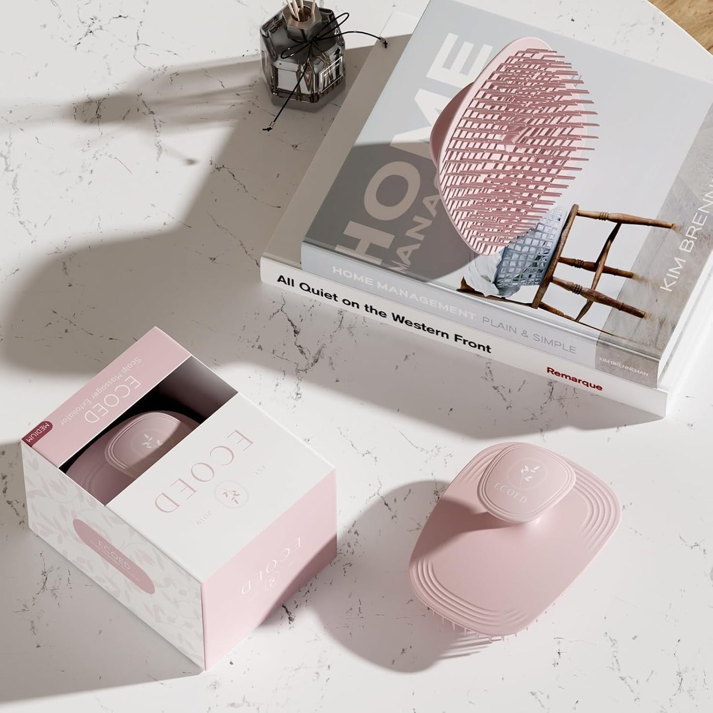 Scalp Massager Shampoo Brush, Scalp Scrubber & Exfoliator for Dandruff Removal, Wet & Dry and Detangler for Men and Women, Suitable for Short Medium Hair (Pink)