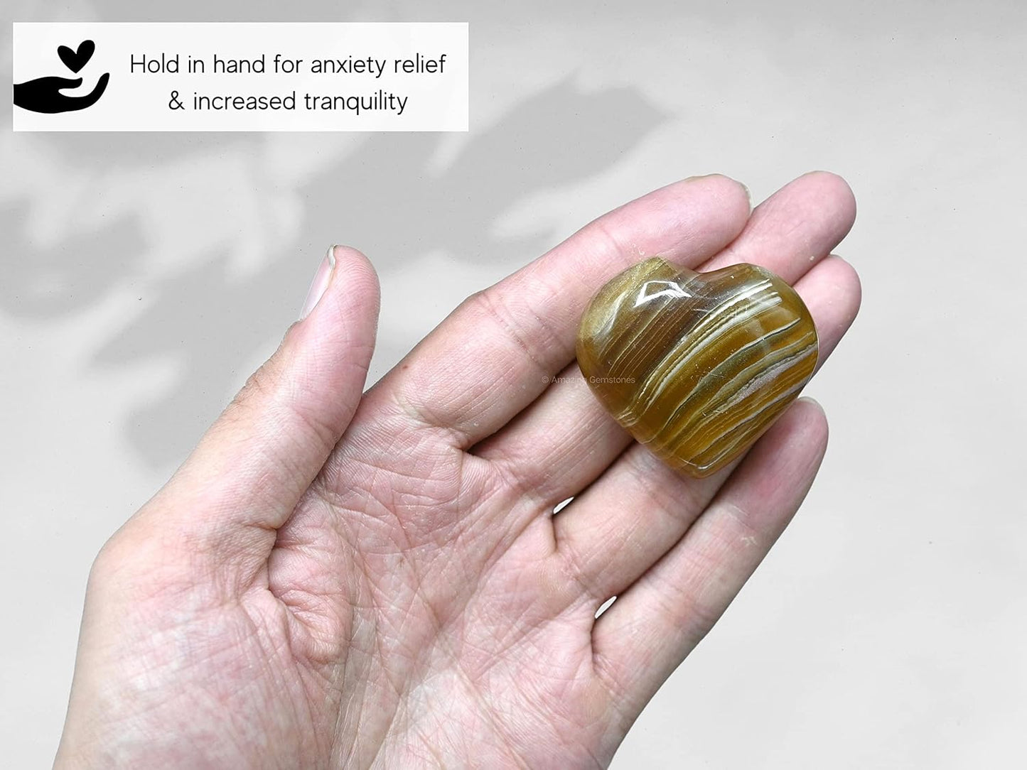 Amazing Gemstone Fluorite Crystal Heart Palm Stone - Pocket Massage Worry Stone for Natural Body Chakra Balancing, Reiki Healing and Crystal Grid