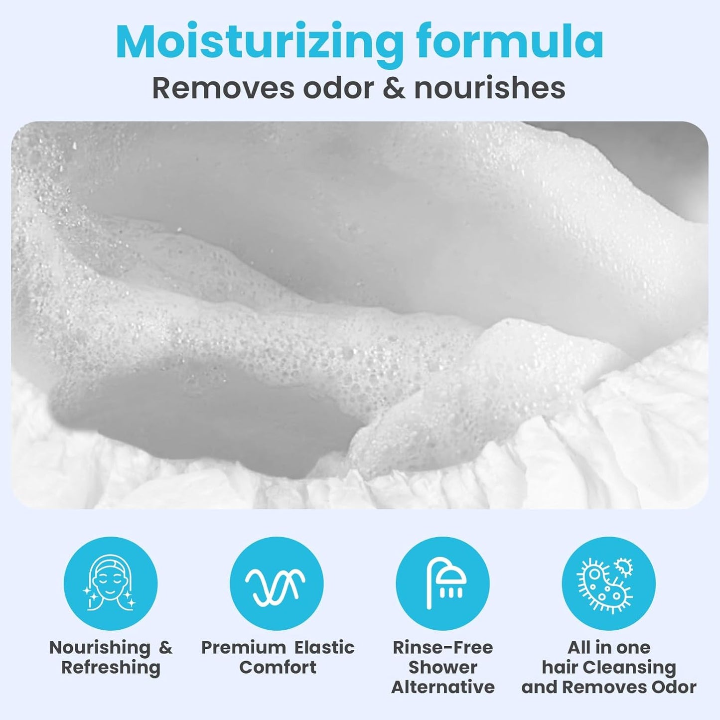 Drench No Water Hair Washing Cap - Waterless Shower Caps with Shampoo and Conditioner - Disposable Rinse Free Wash Aids - Ideal for Elderly and Disabled - Pack of 18