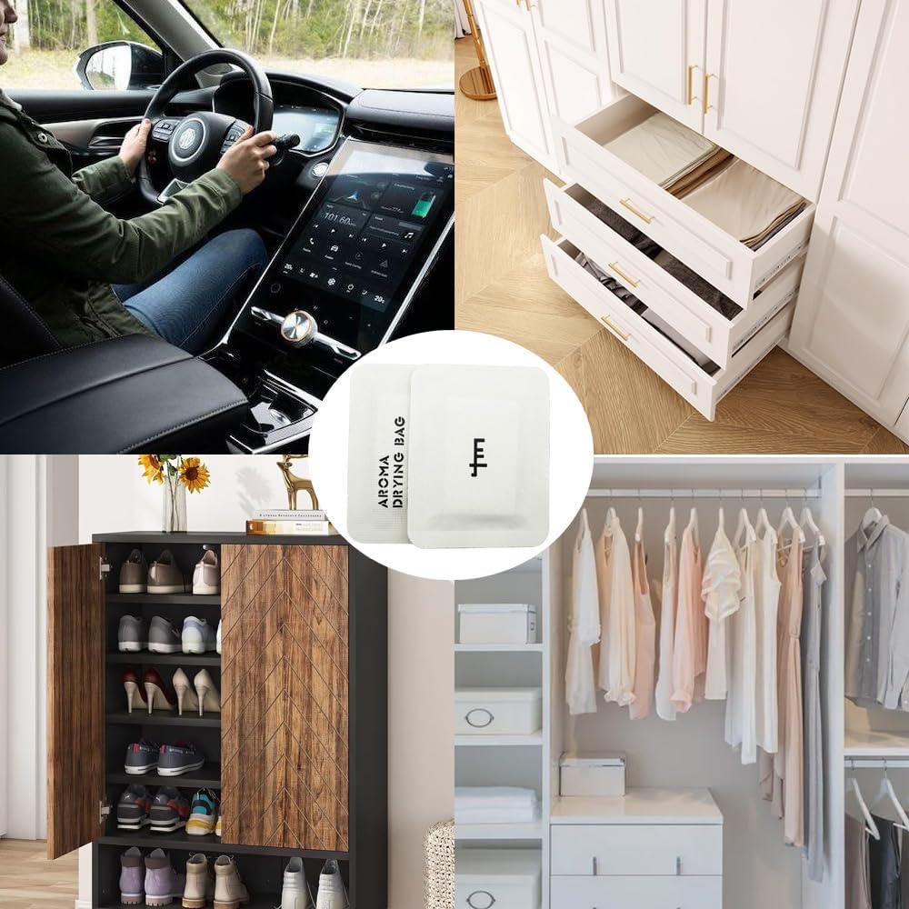 Amber Vetiver Scented Sachets, Subtle Woody Aroma Odor Remover and Freshener for Shoes, Closets, Drawers, Car Interiors, and Storage Totes – Pack of 20