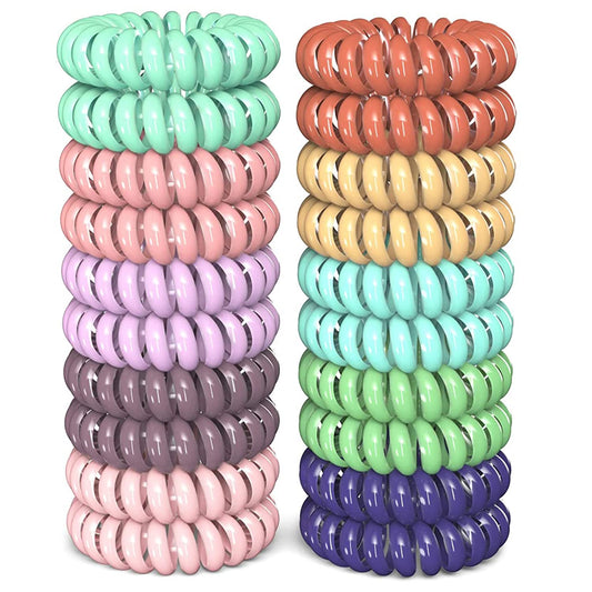20 Pack Hair Elastics, No Crease Spiral Hair Ties Hair Bands Multi Color Waterproof Phone Cord Hair Scrunchies Hair Coils Accessories for Women Girls…
