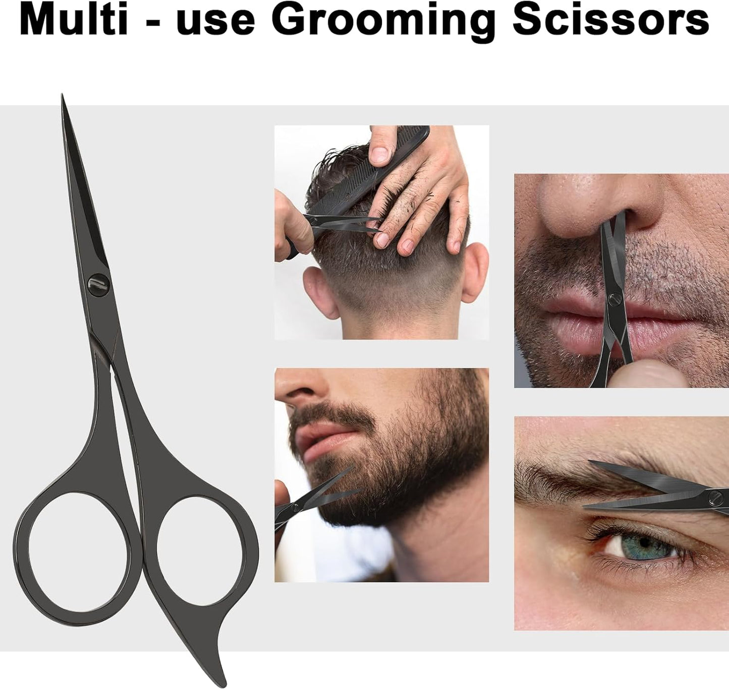 5" Premium Men's Beard & Mustache Scissors with Mustache Comb, Beard Comb & Carrying Pouch – Grooming Kit for All Facial Hair