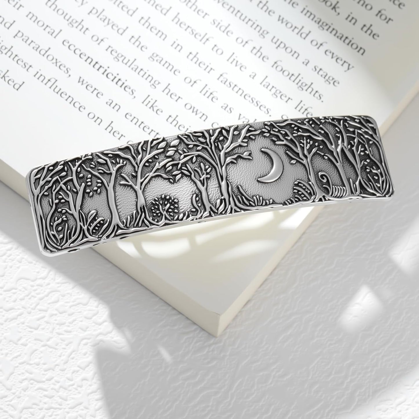 Amaxer Viking Gold Silver Barrettes for Women Girls Celtic Hair Clips for Thick Thin Hair Vintage French Hair Clips Hair Styling Accessories (Silver-Forest)