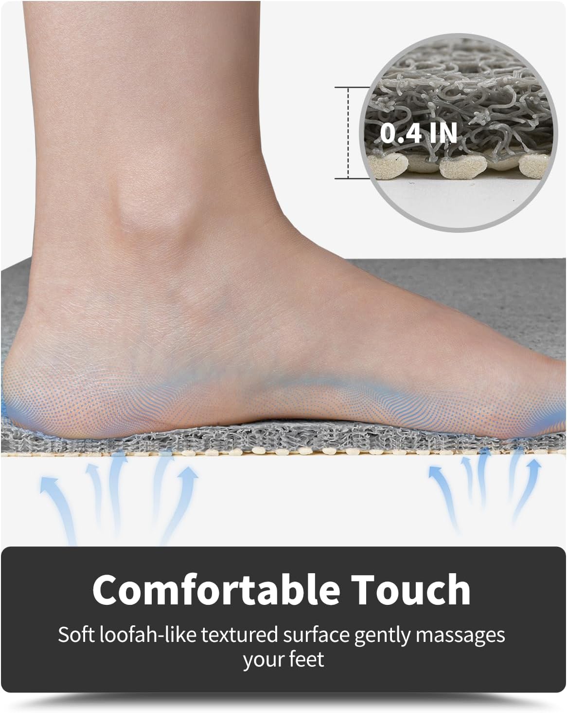 Non-Slip Bathtub Mat, 17x47 Inch Shower Mats for Bath Tub, PVC Loofah Bathroom Mats for Wet Areas, Quick Drying