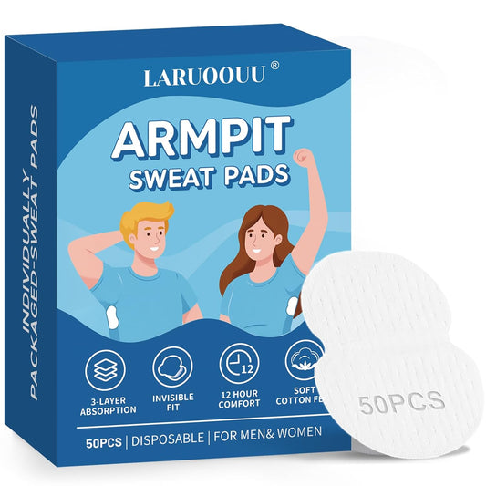 Armpit Sweat Pads for Women and Men, Underarm Sweat Pads can Easily Absorb Sweat and Neutralize Odors, Individually Packaged Sweat Pads for Under Arms Stay Confident (50 Count (Pack of 1))