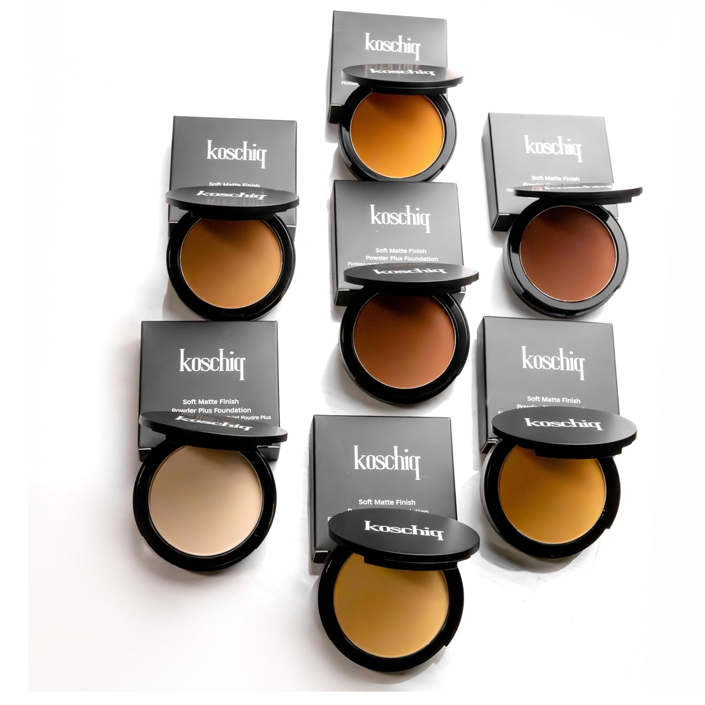 Koschiq Soft Matte Powder + Foundation – 2-in-1 Compact with Oil Control & Blurring Effect | Longwear, Buildable Matte Finish | K-58. Medium deep with warm bronze undertone