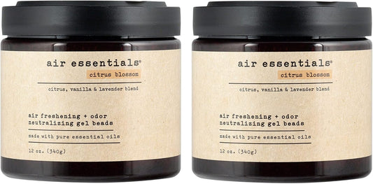 Air Essentials Air Freshener & Odor Neutralizer Gel Beads - 12 oz, Pack of 2 - Odor Eliminator - Made with Pure Essential Oils - Citrus Blossom Scent