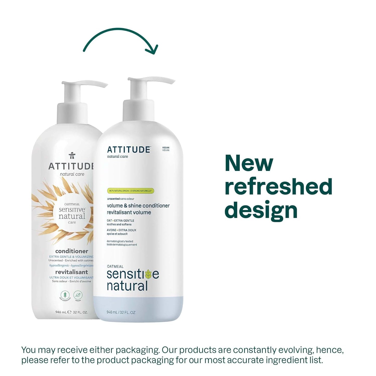 ATTITUDE Hair Conditioner for Sensitive Dry Scalp, Soothing Oat, Naturally Derived Ingredients, Dermatologically Tested, Vegan Detangler, Extra Gentle, 32 Fl Oz (Pack of 6)