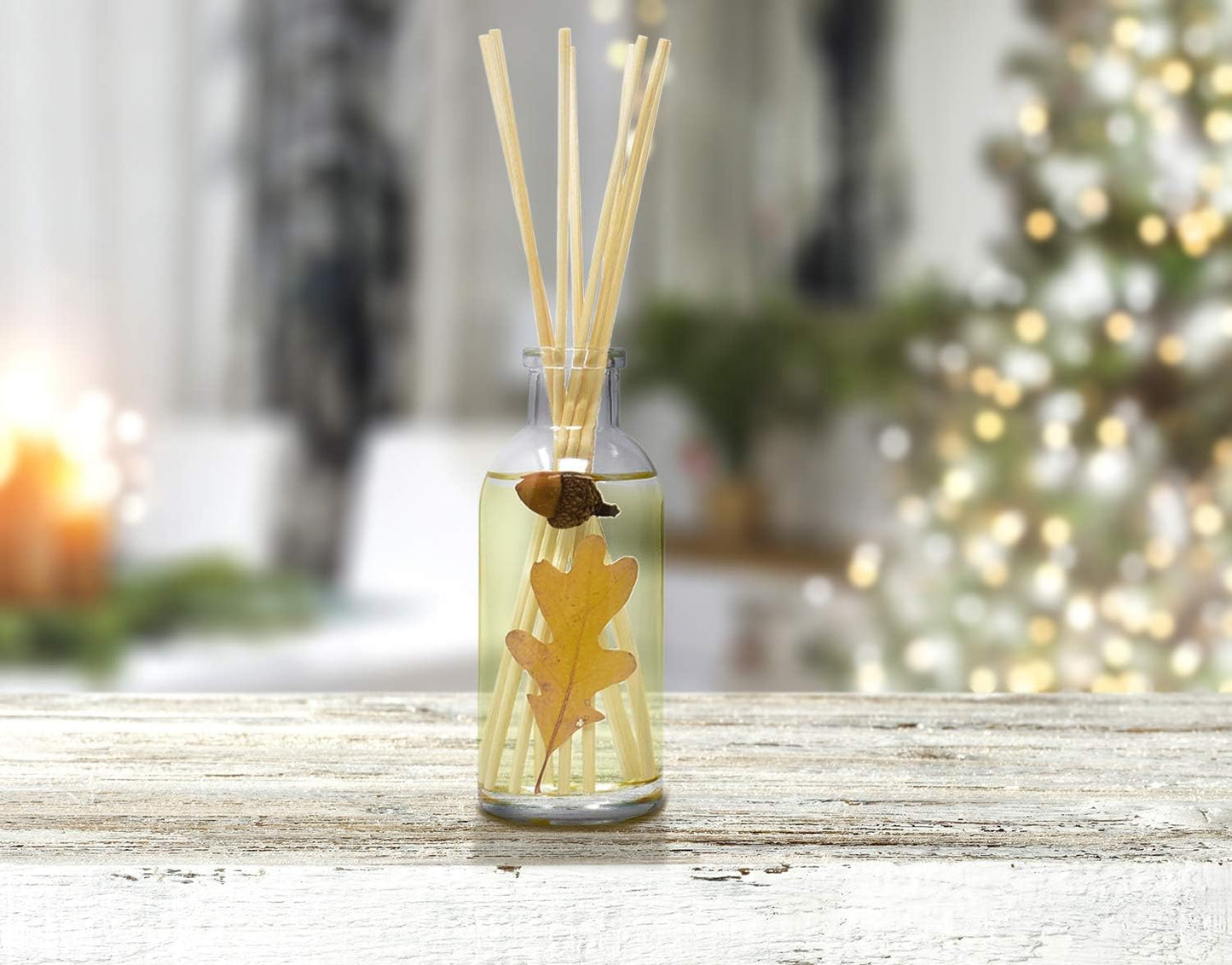 Urban Naturals Spiced Chestnut Reed Diffuser Sticks and Oil Set – Comforting Autumn Scent of Chestnuts, Cinnamon, Clove and Cedar Wood with Real Acorns and Fall Leaves – 3.75 Ounces – Made in The USA