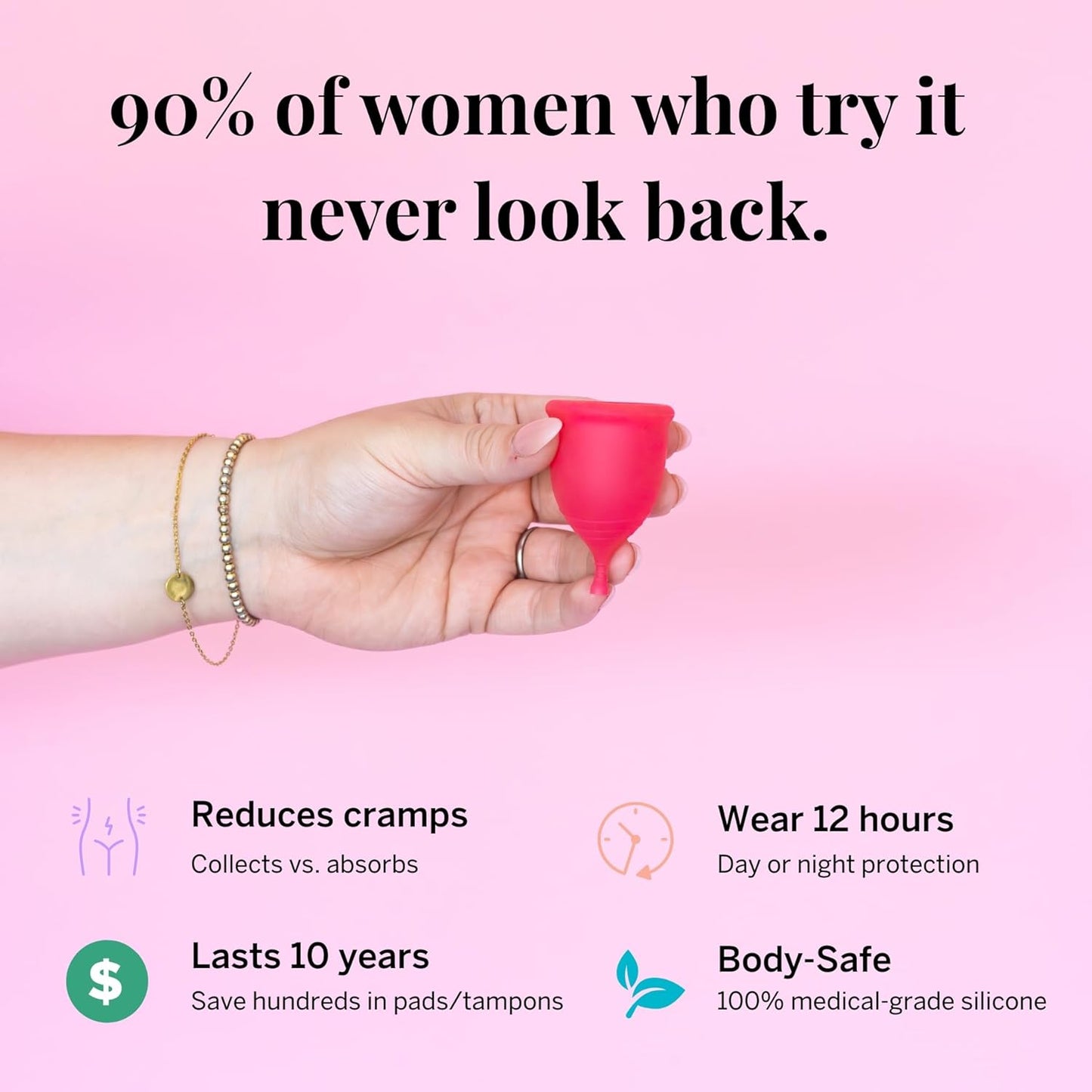 Pixie Menstrual Cup - No Metals or Toxins - Ranked 1 for The Most Soft Reusable Period Cup - Wear 12 Hours - 100% Medical-Grade Silicone - Tampon Alternative - Buy One We Give One - Extra Large