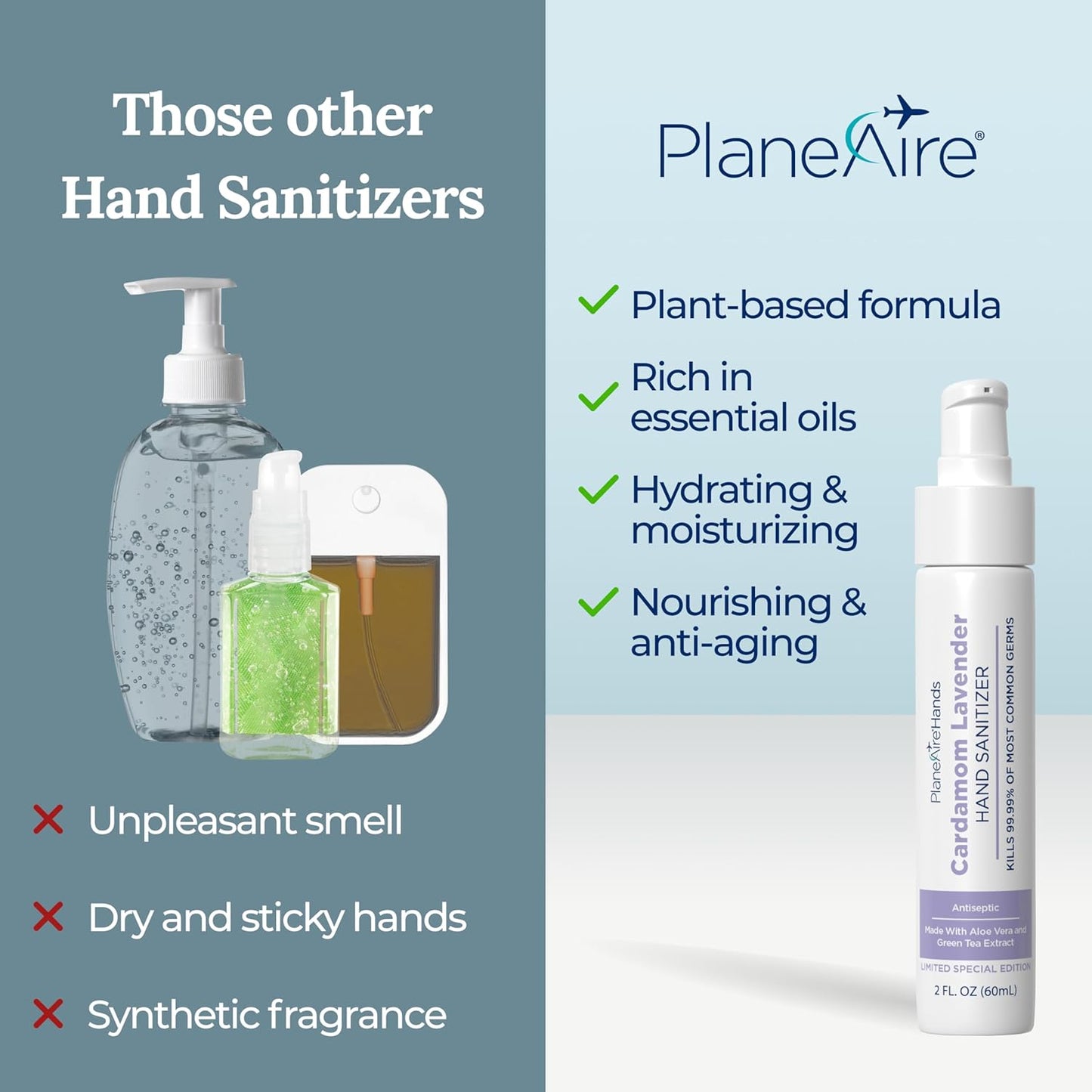Lotion Hand Sanitizer Variety 4 Pack | Hand Sanitizer Travel Size | Moisturizing Hand Lotion | With Aloe Vera & Essential Oils | Vitamin E | Cleanse & Moisturize | For Cars, Backpacks, Travel