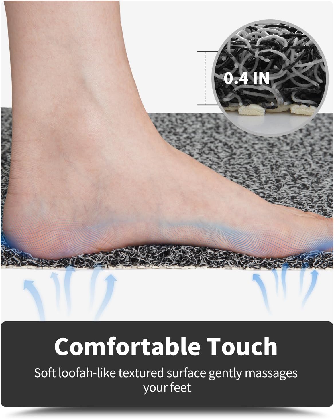 Non-Slip Bathtub Mat, 20x32 Inch, Shower Mats for Bath Tub, PVC Loofah Bathroom Mats for Wet Areas, Quick Drying