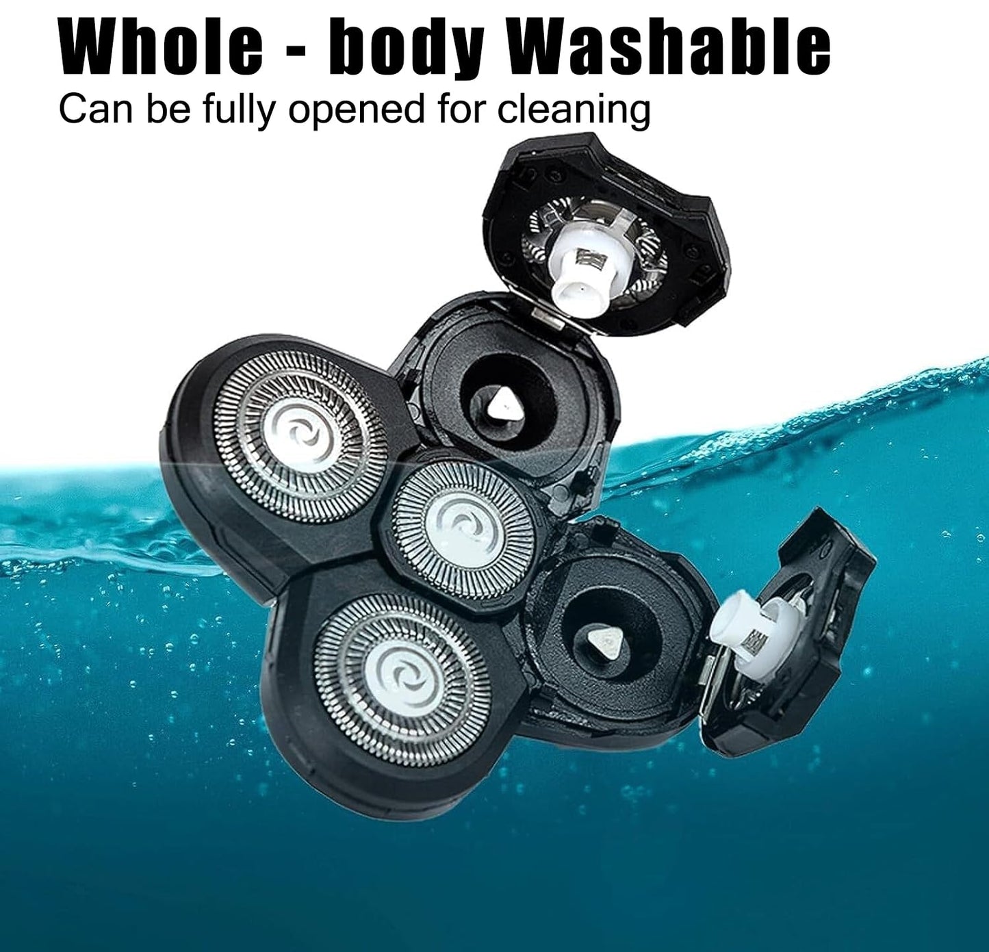 3 Pcs Head Shaver Blade Replacement Heads for Skull Shaver Pitbull, Floating Washable Electric 5-Blade Razor Heads for Bald Men Freedom Shaving, Smooth Trimmers for Freebird Bald Shaving Tool for Bald