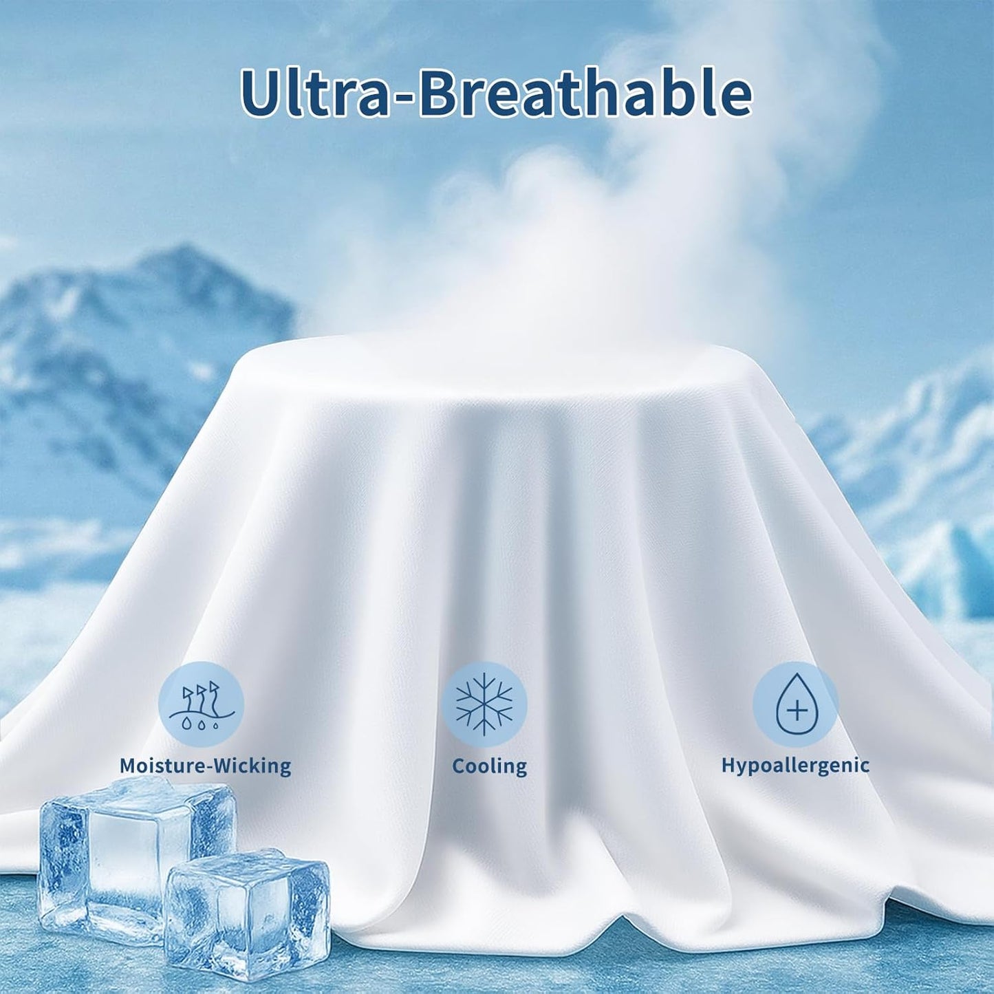 Cooling Pillow Cases 2 Pack for Hot Sleepers and Night Sweats, Ice Cool Pillow Covers Queen Size Set of 2 for Hair Skin Reduces Wrinkles & Frizz Softer Than Silk Pillow Cases, Envelope Closure, White